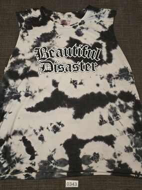 Beautiful Disaster Tie-Dye Muscle Tank - Black & White Size C1X